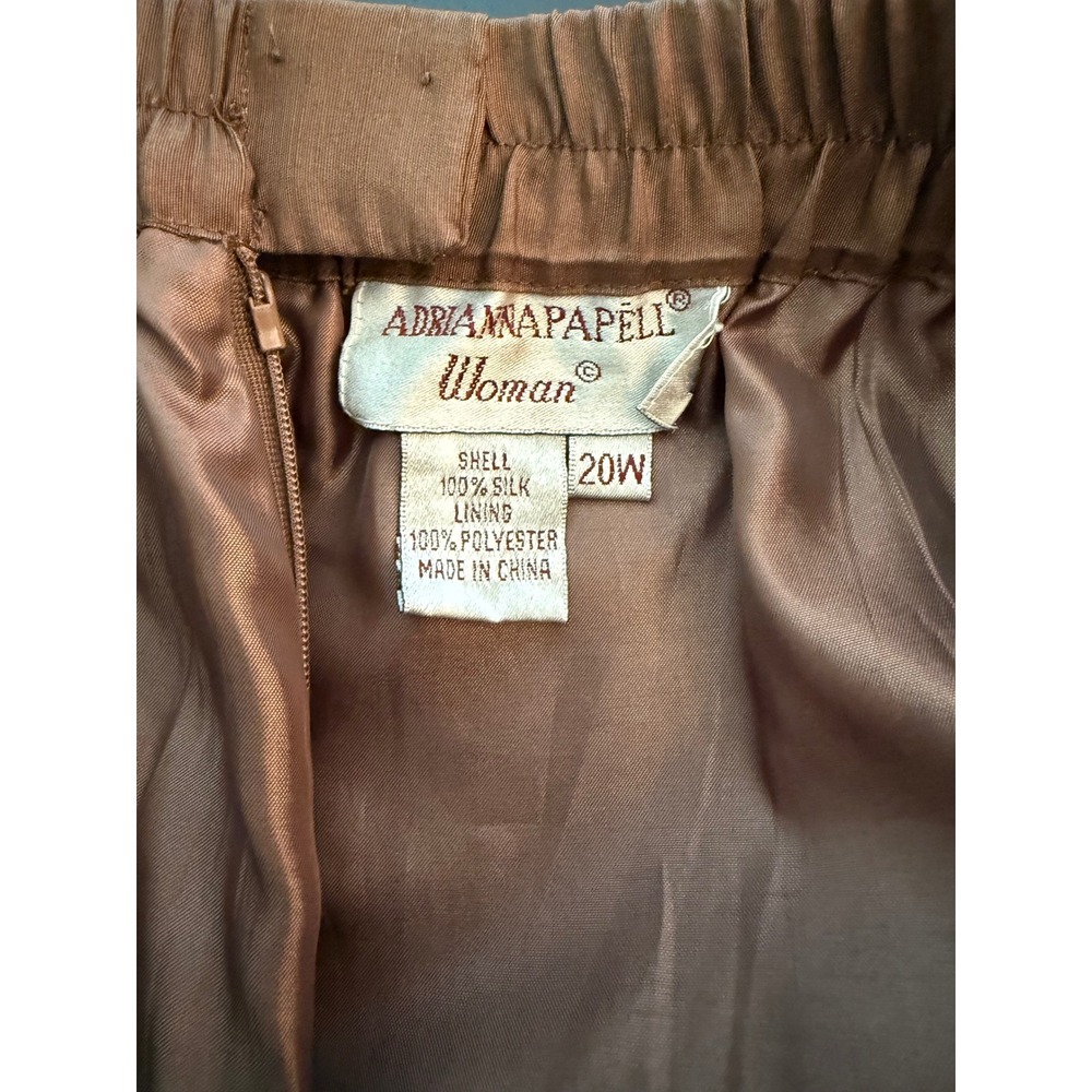 Adrianna Papell 2-PC 100% Silk Pant Set Womens Brown Size 20W Wedding Holiday - Picture 8 of 14